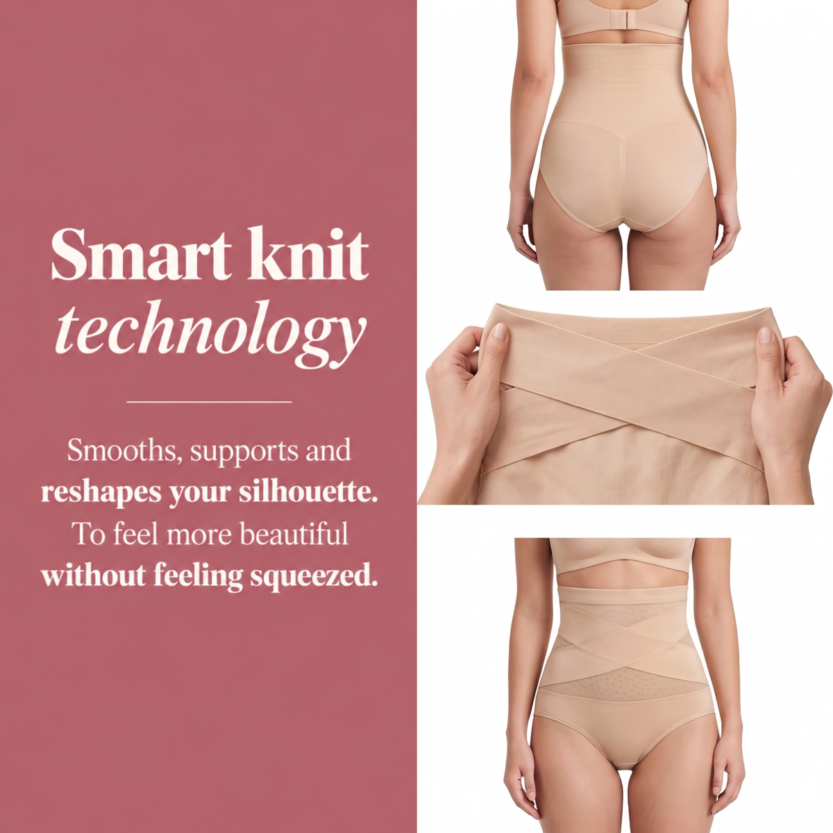 LUMIVE smart-knit technology and shaping cross-band details