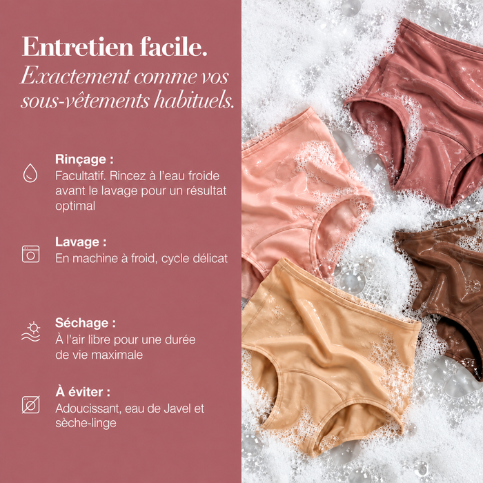 Un entretien facile pour la culotte lavable LUMIVE